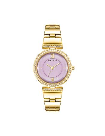 Lavender / Gold Anne Klein Premium Crystal Bracelet Watch Metals | DNZVO19401