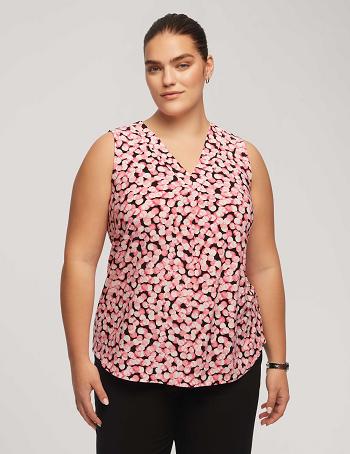 Multicolor Anne Klein Printed Ity Pleat Front Shell Plus Size | UNZND58879