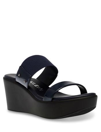 Navy Anne Klein Pylos Platform Sandals | MNZHR47012