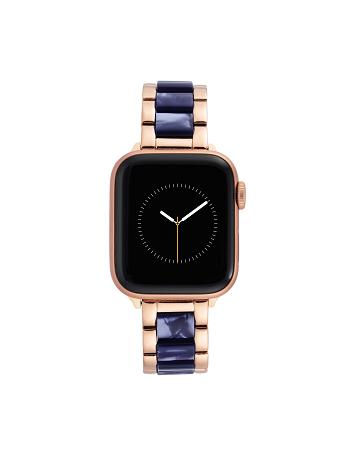 Navy / Rose / Gold Anne Klein Marbleized Resin Bracelet Band Apple Watch Accessories | MNZFT84782