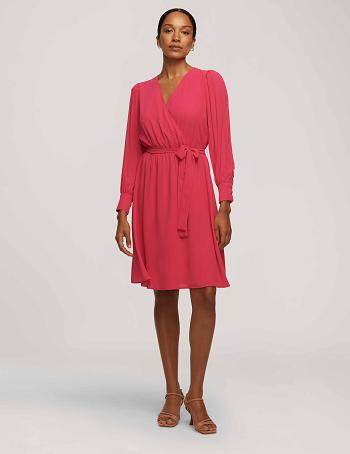 Pink Anne Klein Pleated Sleeve Dress | ENZVG28798