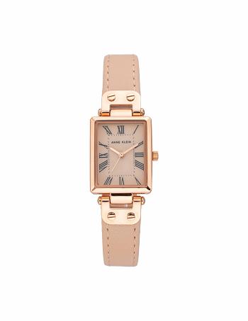 Pink / Rose / Gold Anne Klein Case Leather Strap Watch Rectangular | NZQAV15647