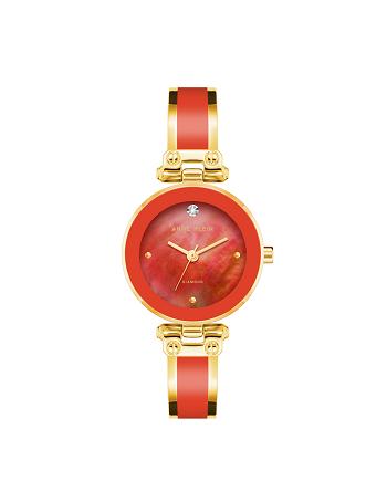 Red / Gold Anne Klein Diamond Accent Bangle Watch Metals | NZQAV38073