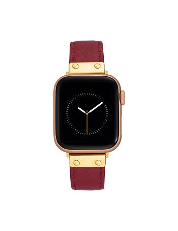 Red / Gold Anne Klein Leather Band Apple Watch Accessories | NZNEJ37430