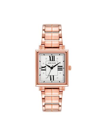 Rose / Gold Anne Klein Square Crystal Accented Dial Watch Metals | YNZVQ87423