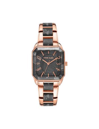 Rose / Gold / Grey Anne Klein Square Case Resin Link Bracelet Watch Metals | NZXMI98338