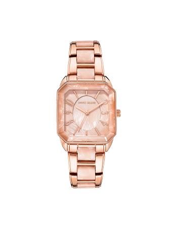 Rose / Gold / Pink Anne Klein Square Case Resin Link Bracelet Watch Metals | NZXBR49377