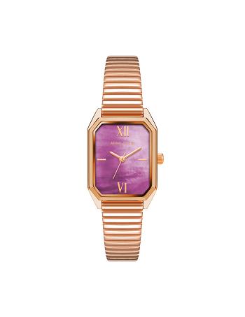 Rose / Gold / Purple Anne Klein Iconic Octagonal Case Bracelet Watch Metals | NZNZX90461