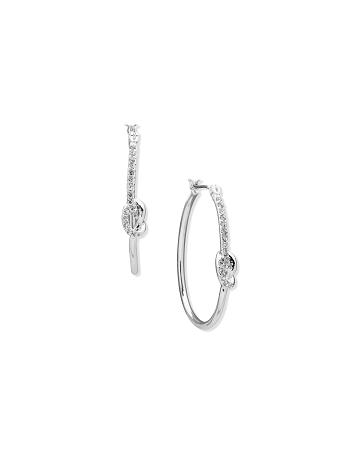 Silver Anne Klein Click Hoop With Knots Pierced Earrings | QNZWA41508