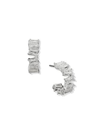 Silver Anne Klein Confetti C Hoop Pierced Earrings | NZDFL21687