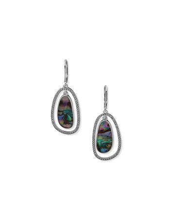 Silver Anne Klein Orbital Abalone Pierced Earrings | ZNZNQ18199