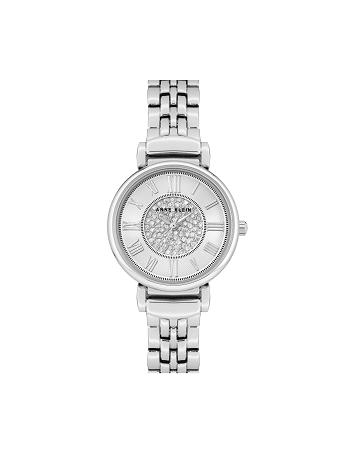 Silver Anne Klein Premium Crystal Dial Watch Metals | NZEAH96293