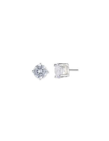 Silver Anne Klein Silver-Tone Cubic Zirconia Stud Earrings | TNZPQ40752