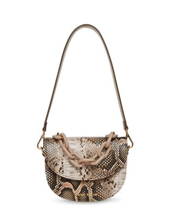 Snake / Grey Anne Klein Mini Convertible With Resin Chain Crossbody Bags | NZJVR83721