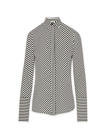 Stripes Anne Klein Stripe Blouse With Slit Cuffs Best Sellers | SNZNY54103