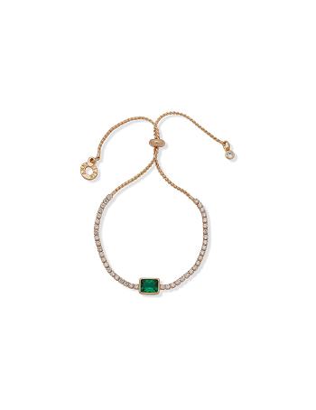 Turquoise / Gold Anne Klein Emerald Slider Bracelet | XNZBH95145