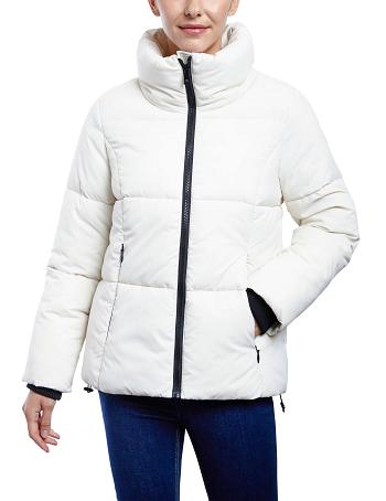 White Anne Klein Consider It Short Puffer Jacket Outerwear | YNZGT38434