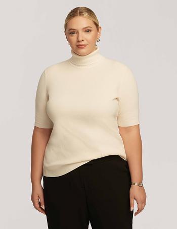 White Anne Klein Half Sleeve Turtleneck Plus Size | DNZVO24340