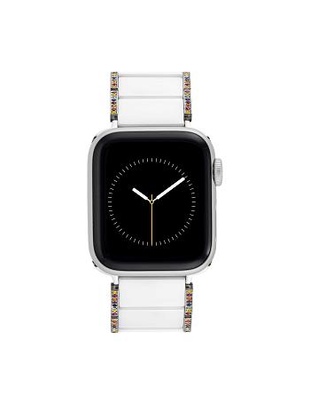 White / Silver Anne Klein Premium Crystals Ceramic Bracelet Band for Apple Watch® Best Sellers | BNZSO28864