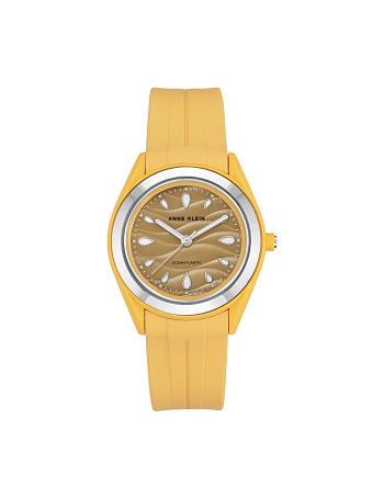 Yellow / Silver Anne Klein Considered Solar Recycled Strap Ocean Plastic Watches | NZQCS14473