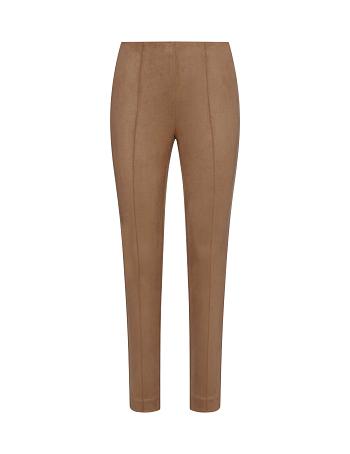 brown Anne Klein Faux Suede Pull On Slim Ankle Pant- Clearance Bottoms | DNZVO47823