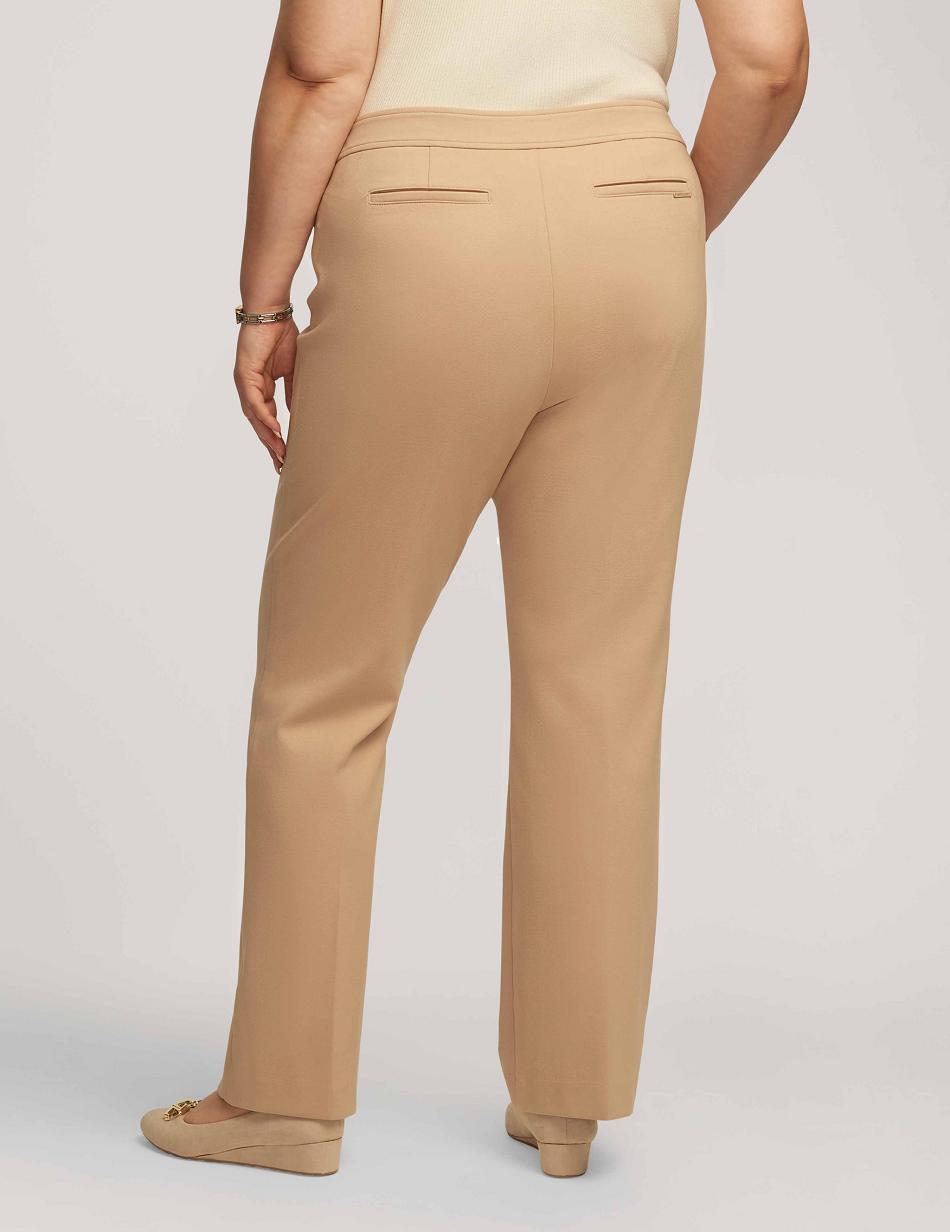 Beige Anne Klein Compression Fly Front Bootleg Pant Plus Size | ZNZMJ83007