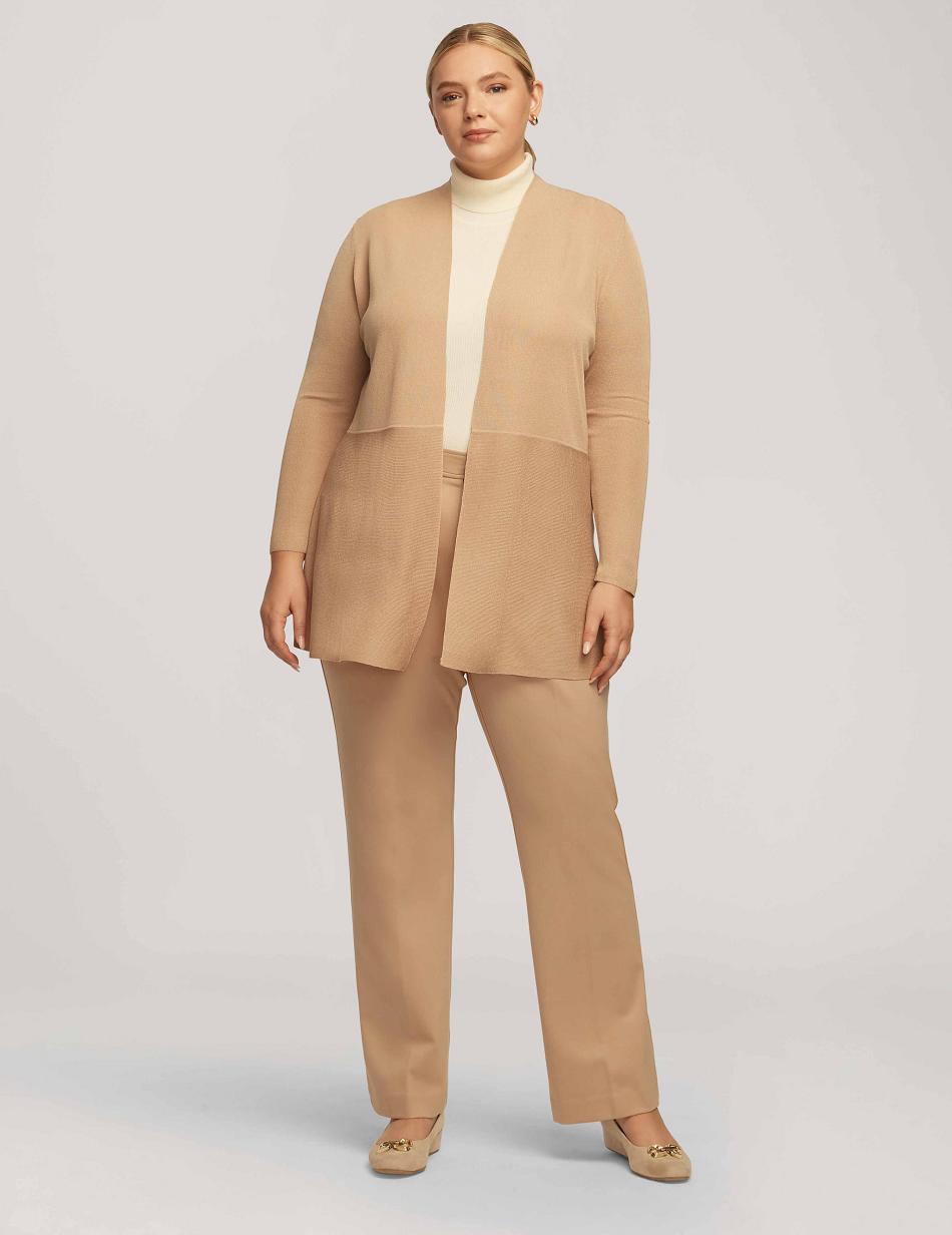 Beige Anne Klein Monterey Cardigan Plus Size | SNZVO32617