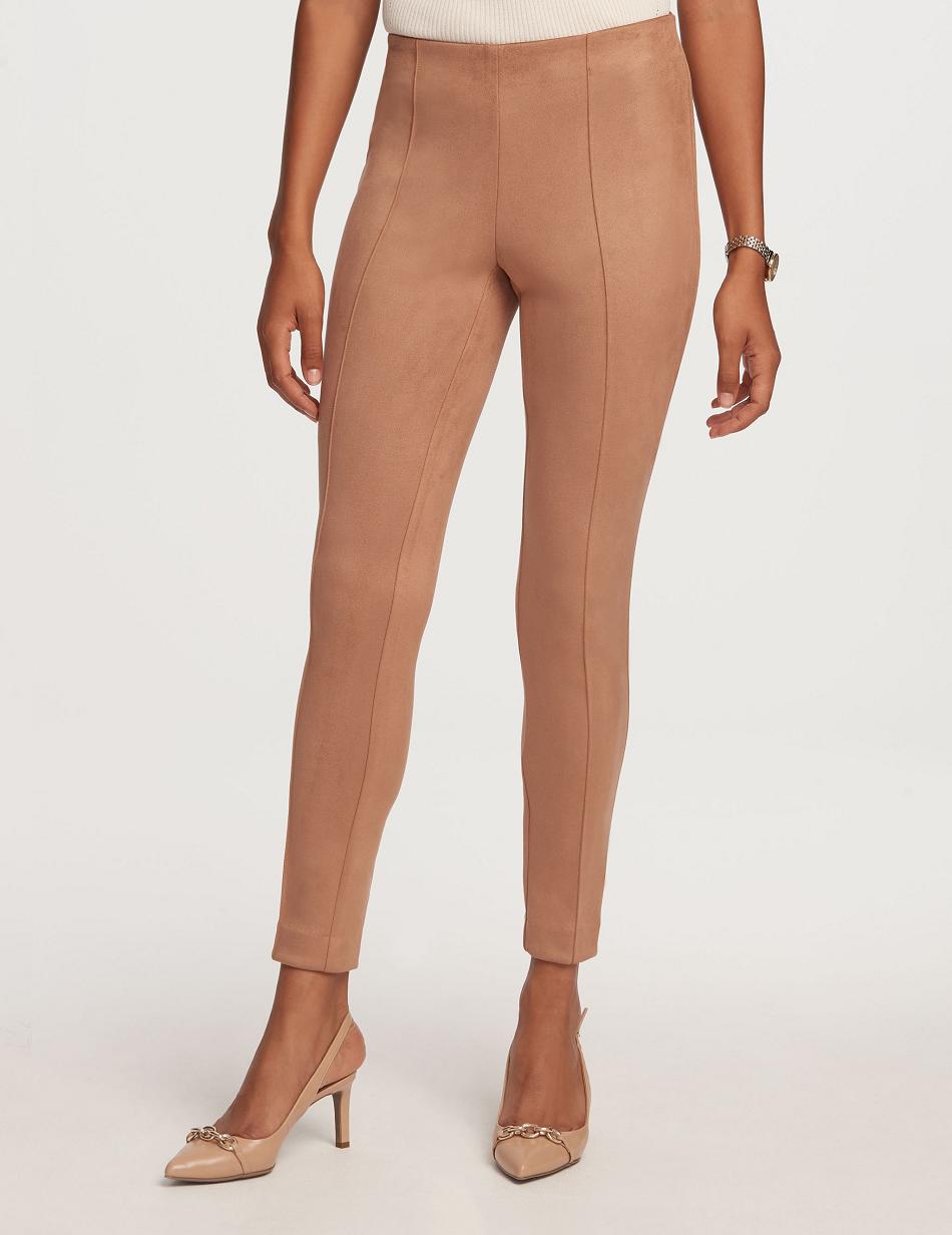 Beige Anne Klein Pull On Hollywood Slim Ankle Pant Bottoms | NZJVR37813