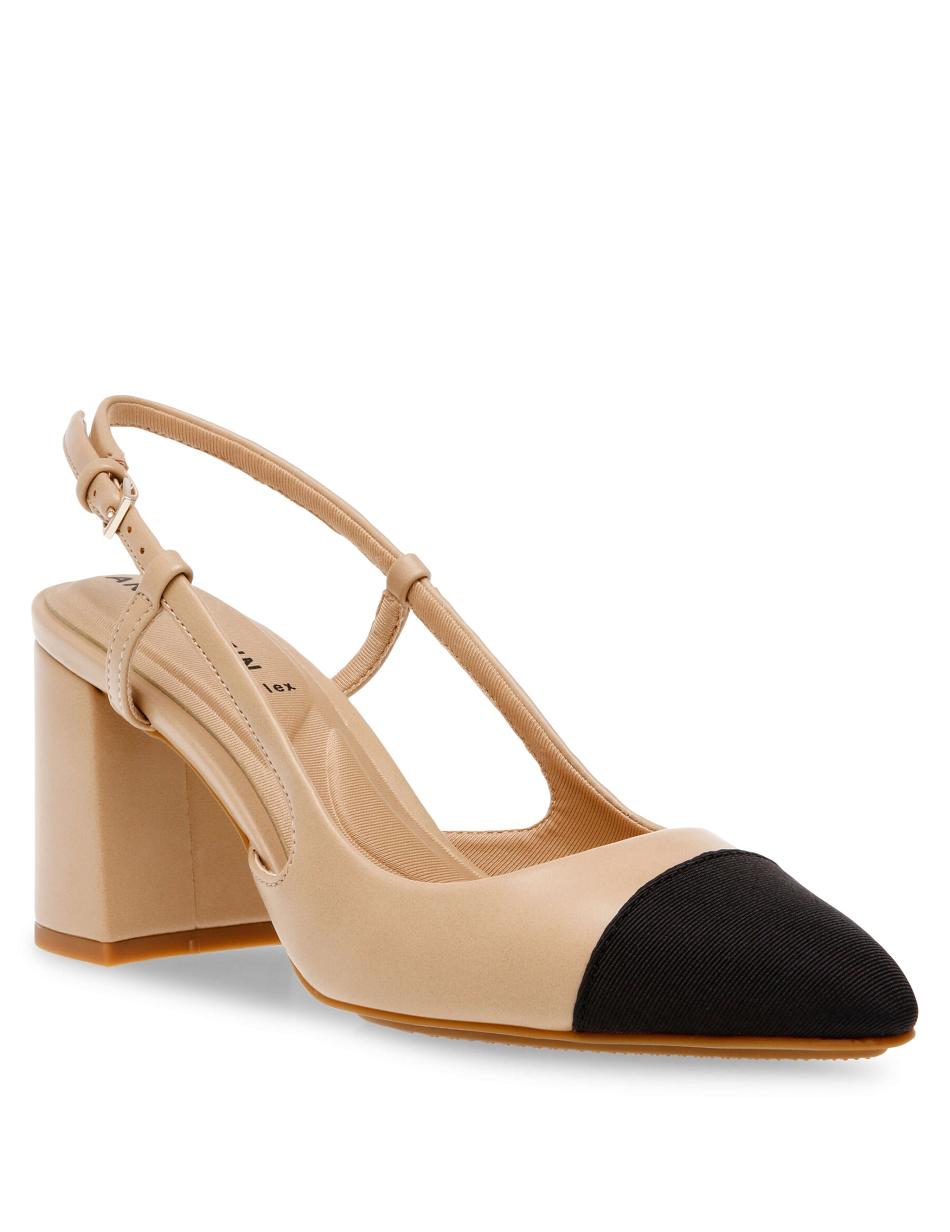 Beige / Black Anne Klein Brinlee Sling Back Pump Heels | NZXBR82680