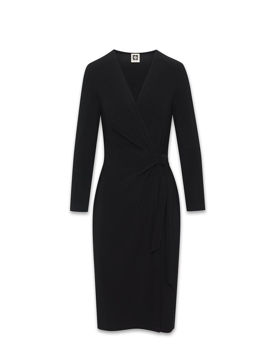 Black Anne Klein Faux Wrap Dress | ANZWC66475