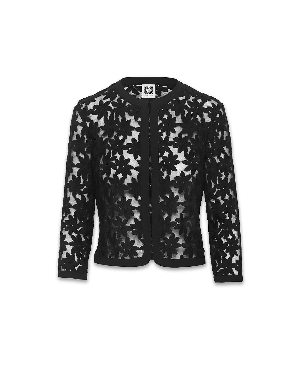 Black Anne Klein Lace Cardigan Blazers | XNZBH58750