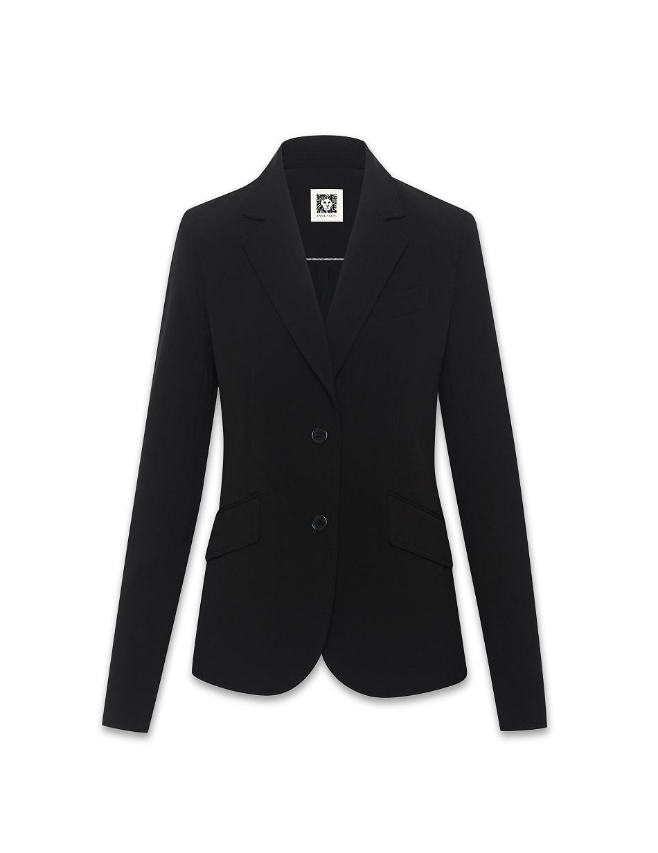 Black Anne Klein Notch Collar 2 Button Blazers | NZICD47400