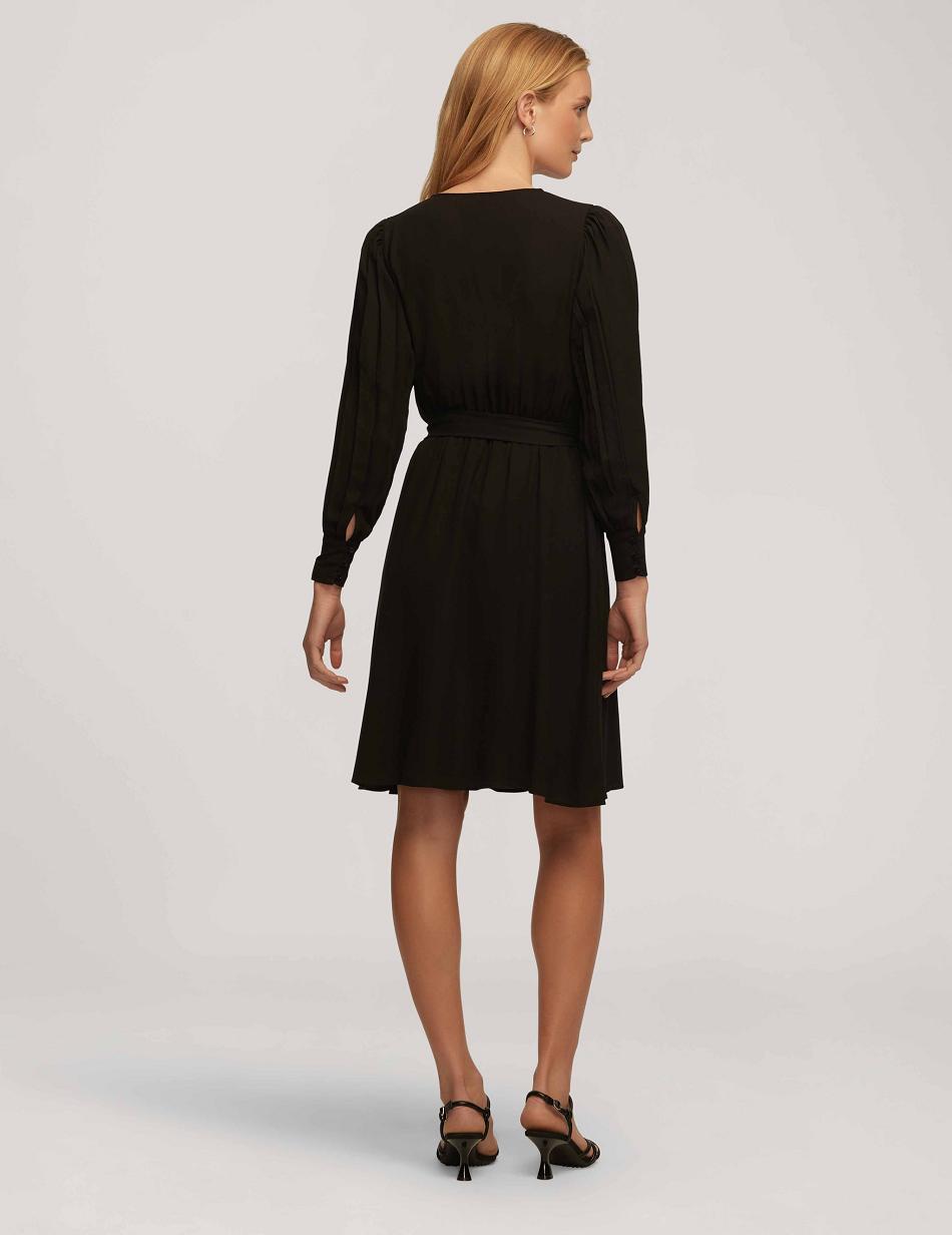 Black Anne Klein Pleated Sleeve Dress | NZJZR11117