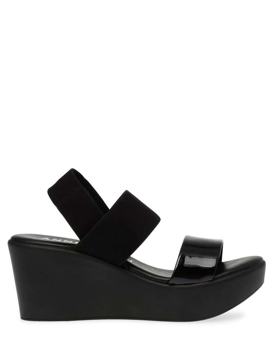 Black Anne Klein Praga Platform Sandals Wedges | UNZND97067