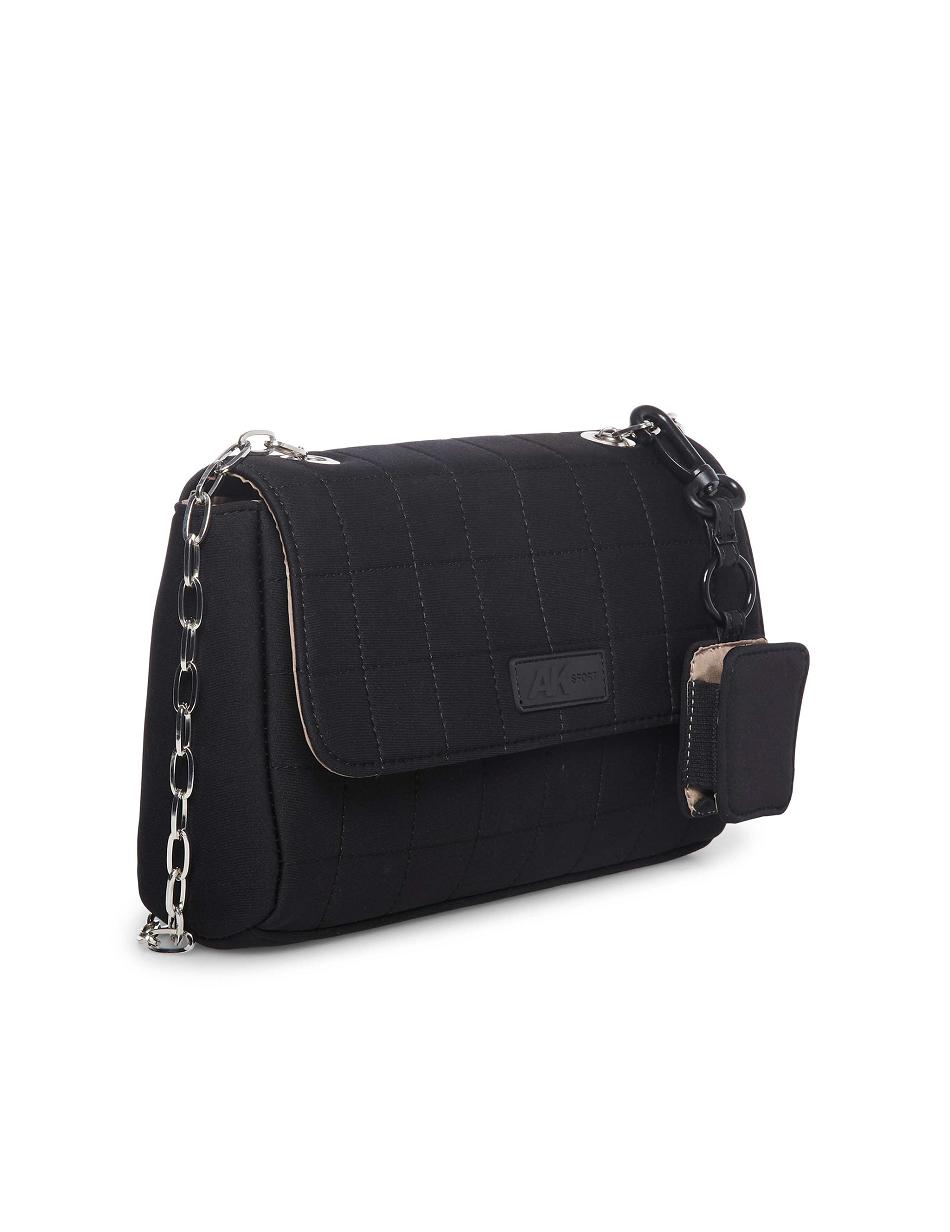 Black Anne Klein Quilted Neoprene Flap Shoulder Bags | UNZND99658