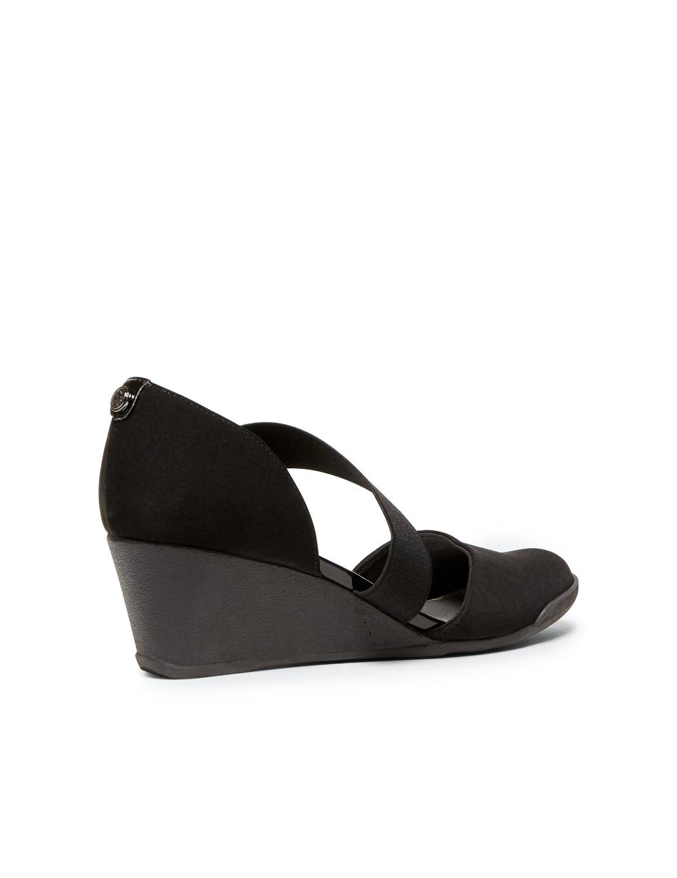 Black Anne Klein Tara Strap d'Orsay Wedge Heels | UNZND78540