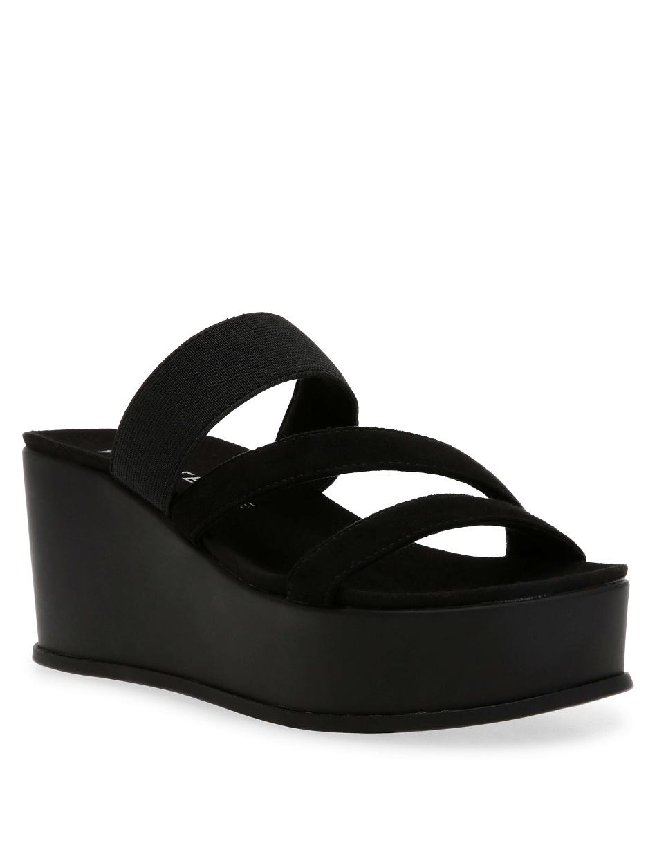 Black Anne Klein Velma Flatform Sandal Wedges | ZNZNQ91972