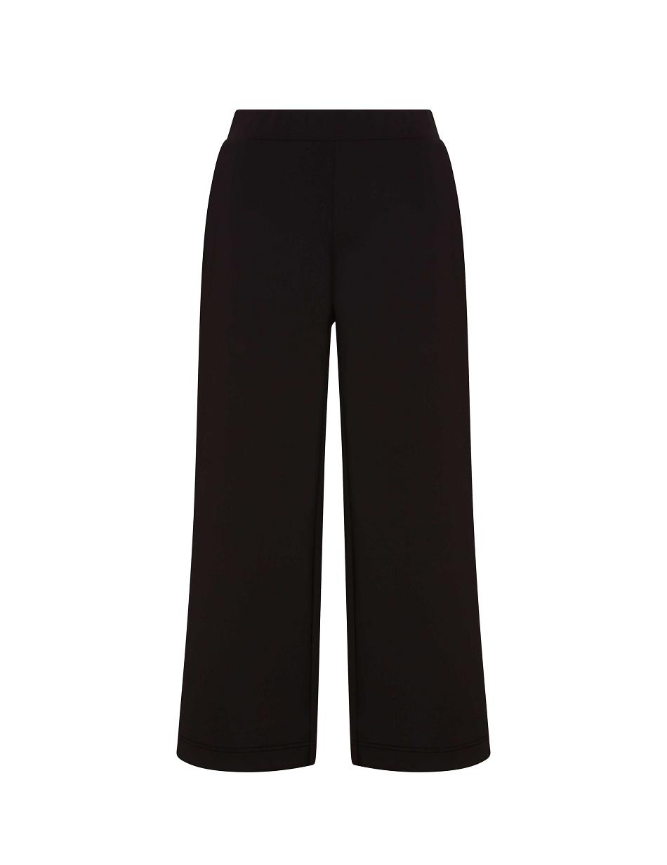 Black Anne Klein Wide Leg Pull On Crop Pant- Clearance Bottoms | SNZVO45955