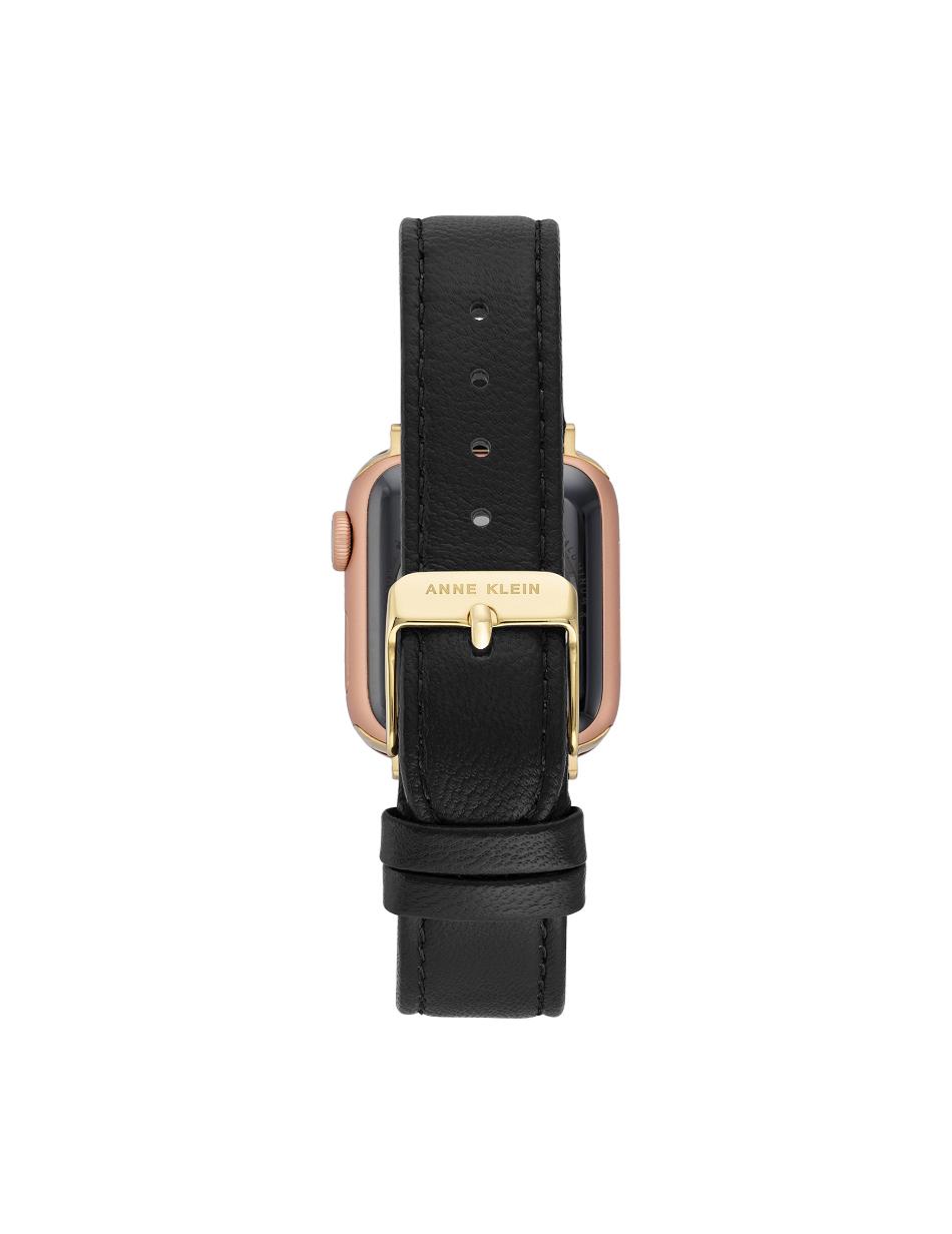 Black / Gold Anne Klein Leather Band Apple Watch Accessories | TNZPQ41202