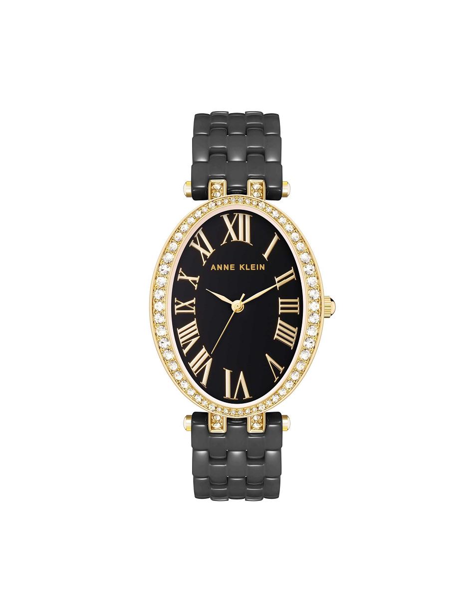 Black / Gold Anne Klein Oval Bracelet Watch Ceramics | UNZTG38387