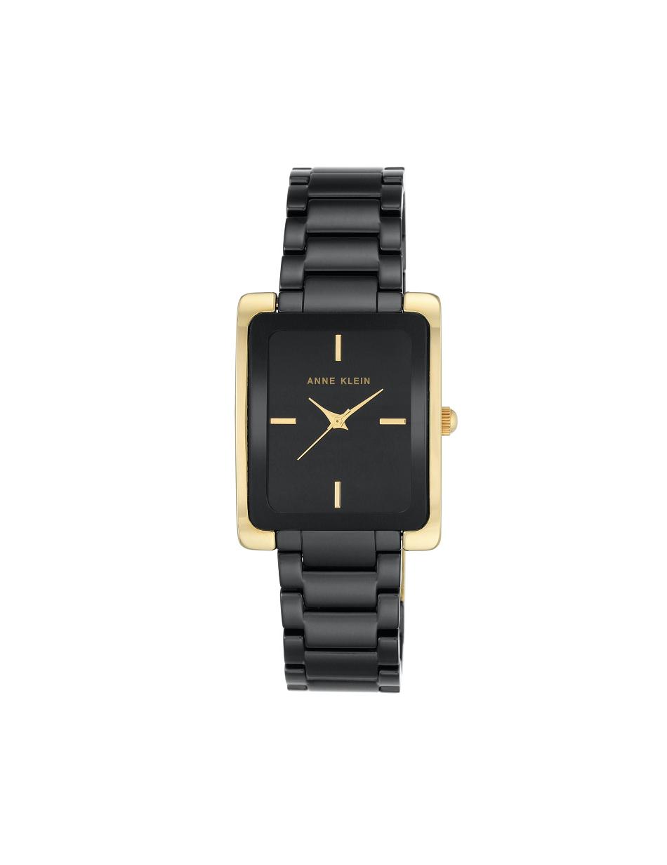 Black / Gold Anne Klein Rectangular Ceramic Bracelet Watch Best Sellers | NZJKU74062