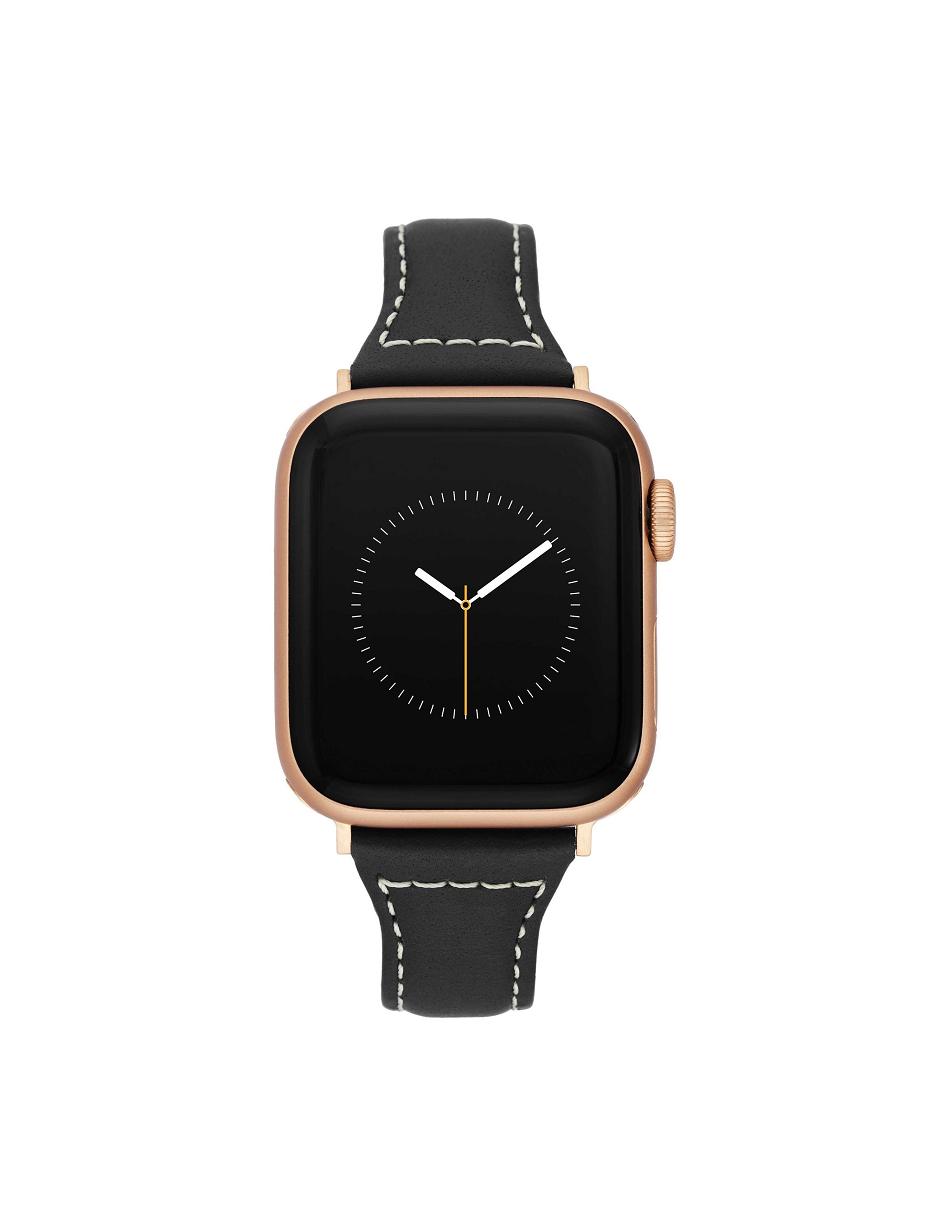 Black / Rose / Gold Anne Klein Stitched Leather Band Apple Watch Accessories | NZXBR19682