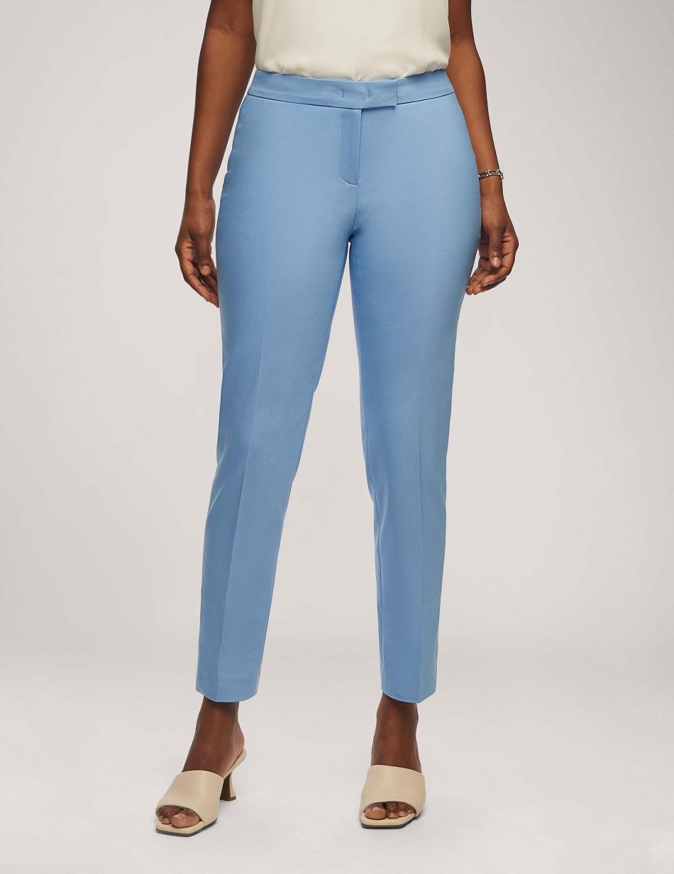 Blue Anne Klein Cotton Double Weave Bowie Pant Bottoms | MNZFT50112