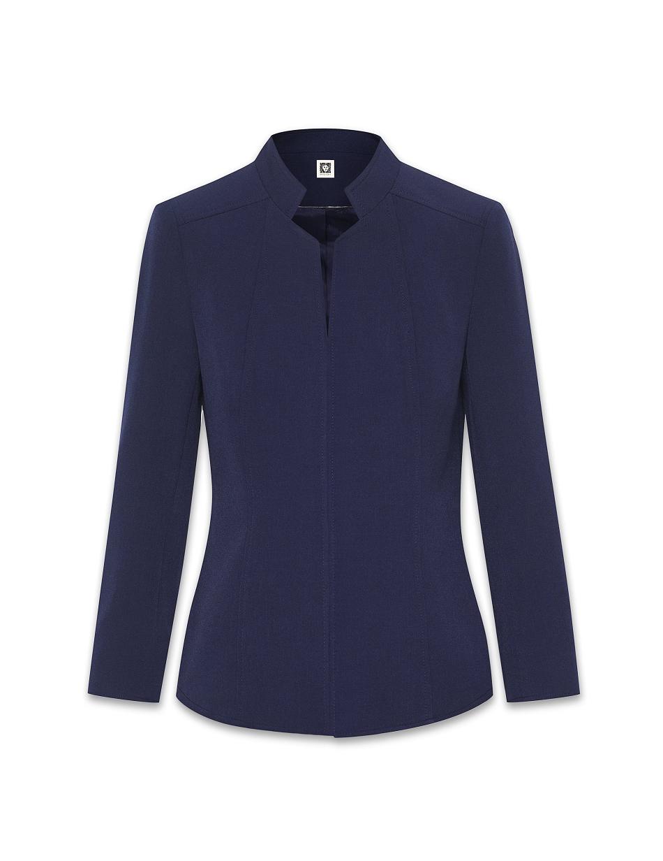 Blue Anne Klein Cropped Stand Collar Blazers | NZDFL50974