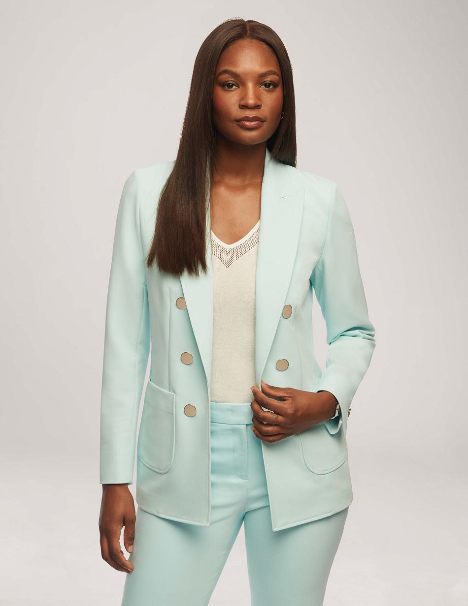 Blue Anne Klein Faux Double Breasted With Patch Pockets Blazers | NZXMI34814