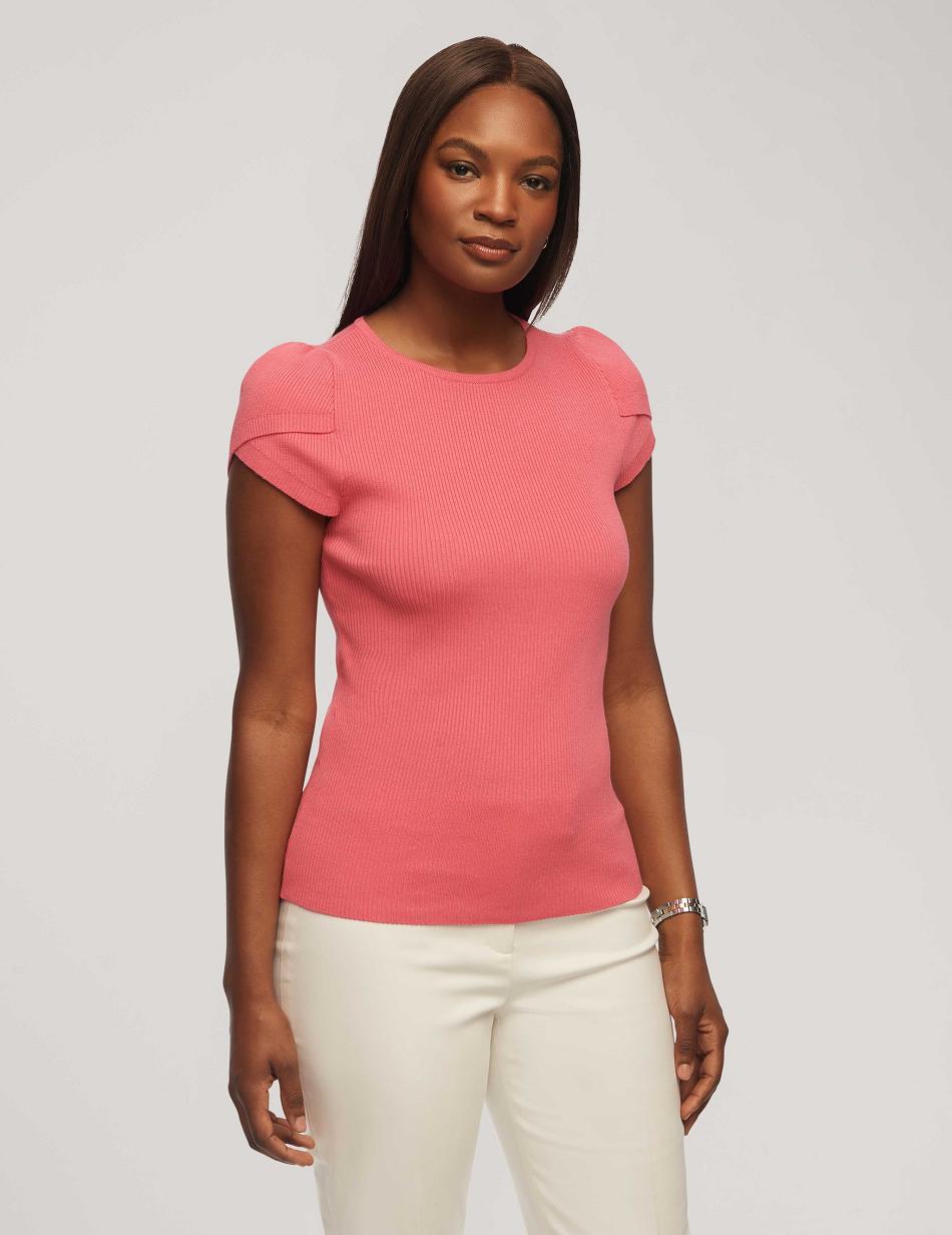 Coral Anne Klein Tulip Sleeve Sweater Tops | NZJVR91149