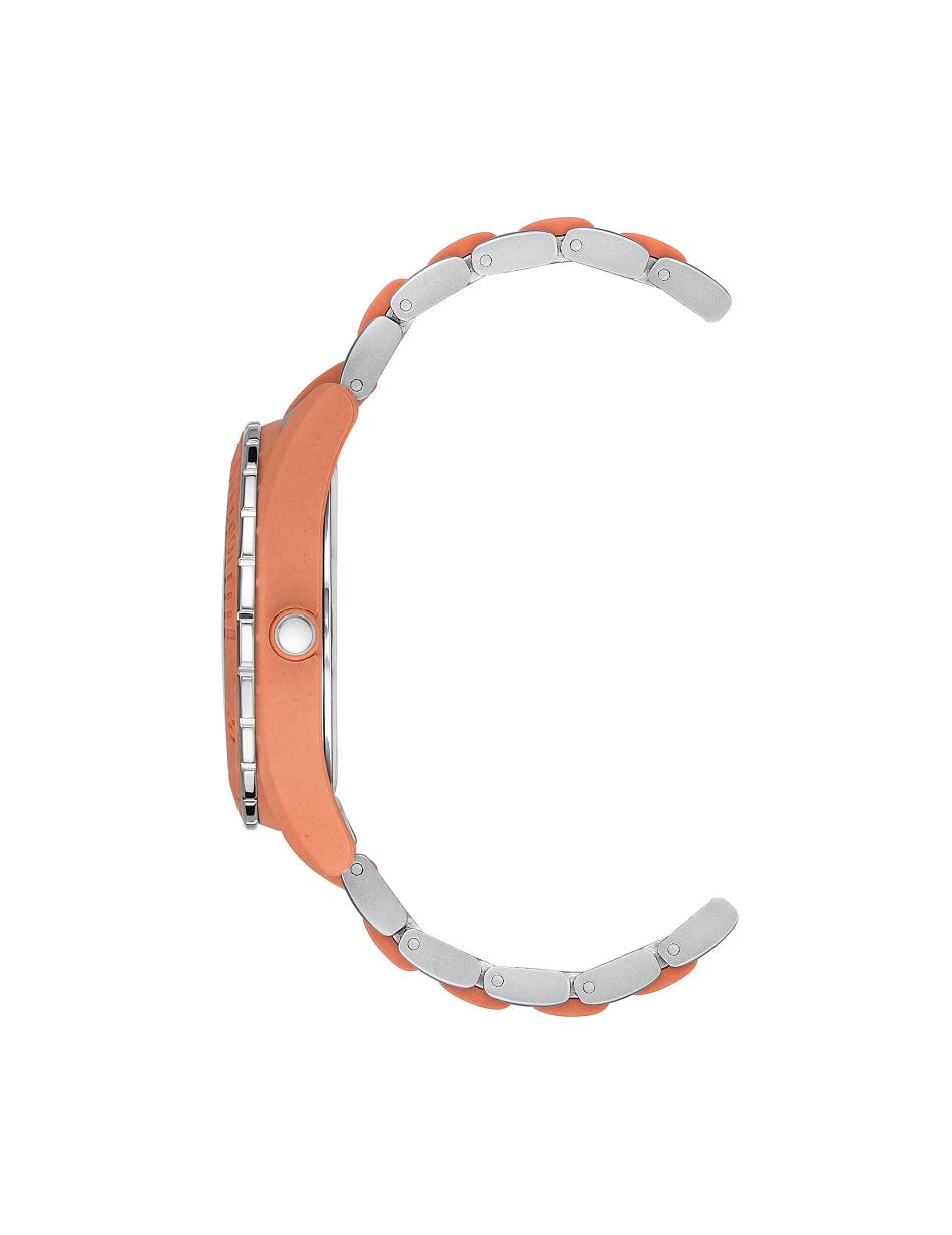 Coral / Silver Anne Klein Considered Solar Recycled Bracelet Ocean Plastic Watches | XNZBH82816