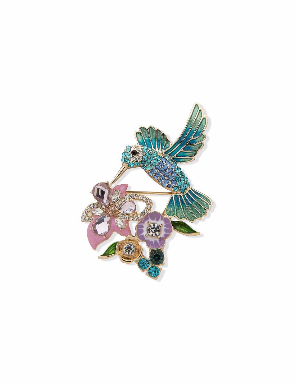 Flower Anne Klein Hummingbird and Flower Brooch Brooches | PNZER48412