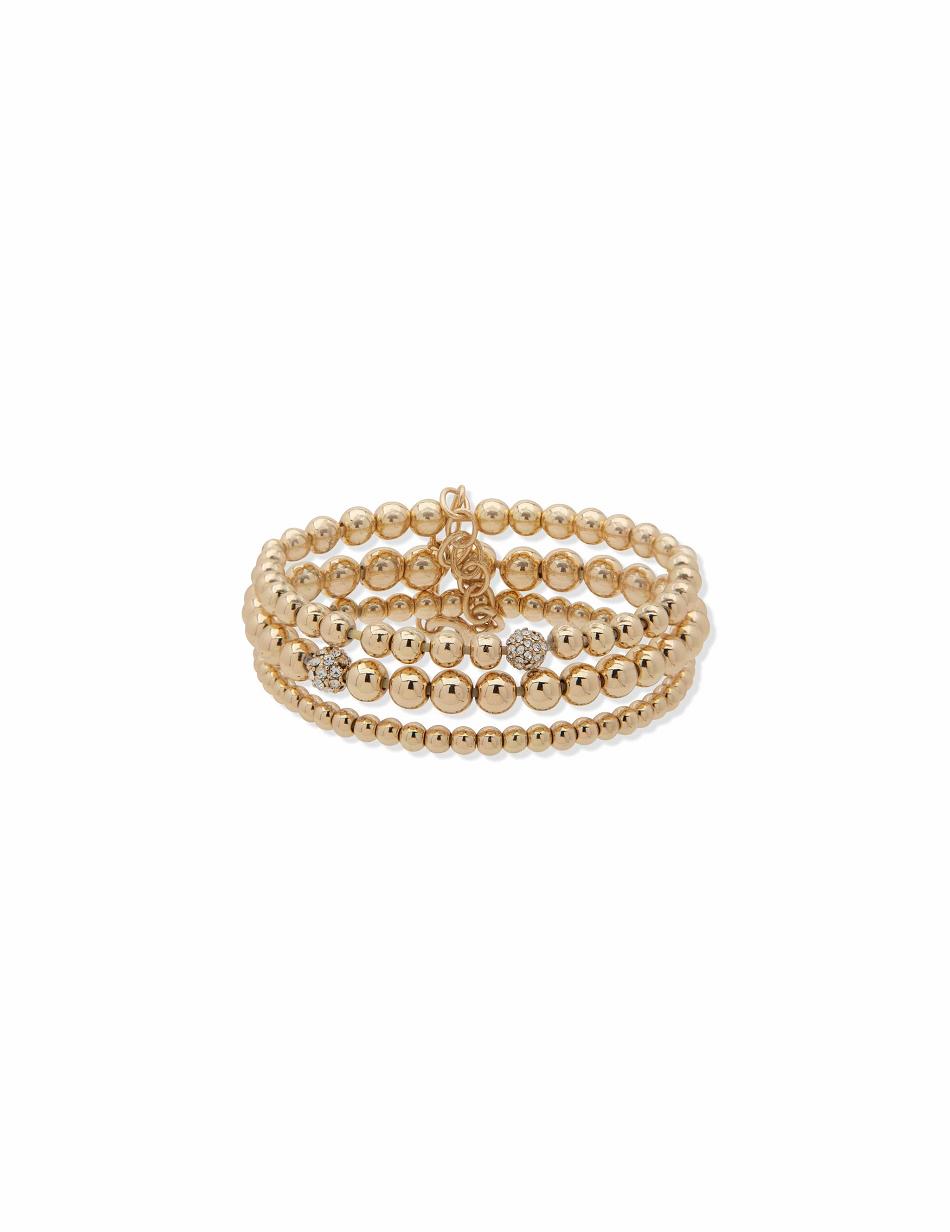 Gold Anne Klein Beaded 3 Stretch Bracelet Best Sellers | NZJZR86367