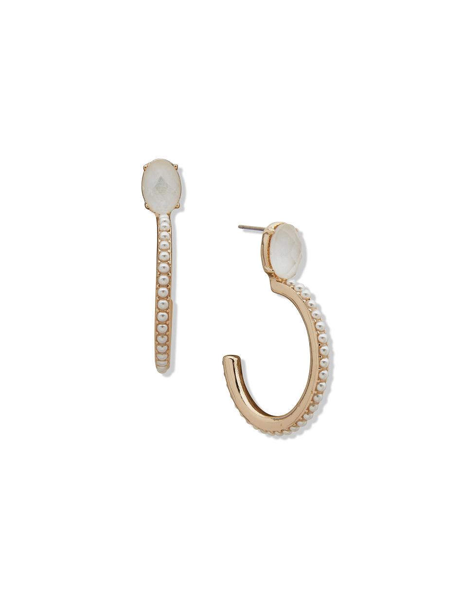 Gold Anne Klein C Hoop With Caviar Pearl Pierced Earrings | NZXMI56997